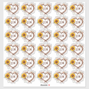 Stickers de mariage rustique du pays de tournesol