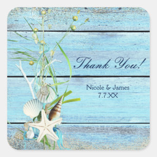 Stickers de mariage tropical Blue Wood Beach