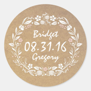 Stickers de mariage vintage en germe floral
