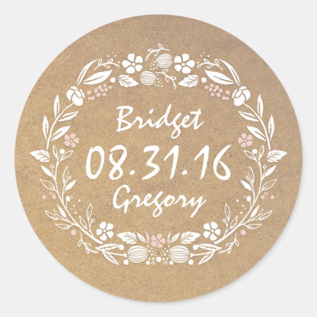 Stickers de mariage vintage en germe floral (Devant)
