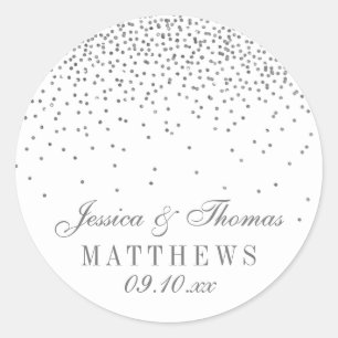 Stickers de mariage vintage Glam Silver Confetti