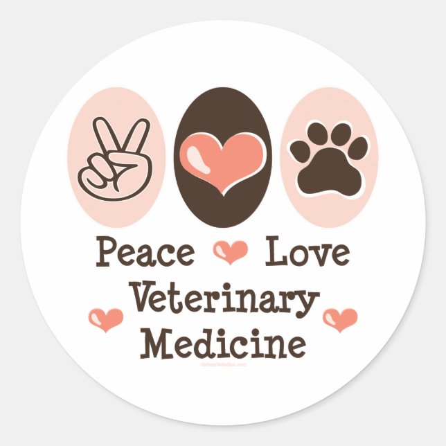 Stickers de médecine vétérinaire Peace Love 20 Pk (Devant)