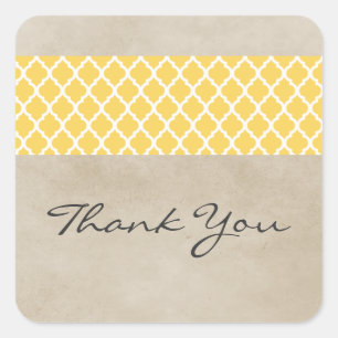 Stickers de Merci de Quatrefoil Rustique Jaune