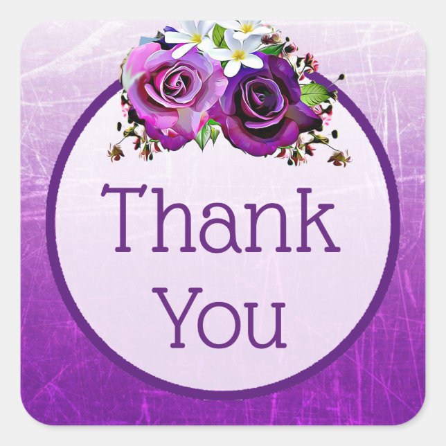 Stickers de Merci Floral Rose violet (Devant)