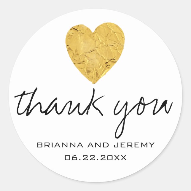 Stickers de Merci Mariage Gold Foil (Devant)
