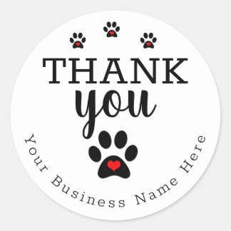 Stickers de Merci personnalisé White Dog Paw