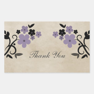 Stickers de Merci Vintage de fleurs pourpre