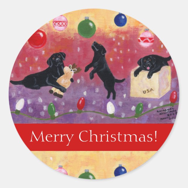 Stickers de Noël Black Labrador Retriever (Devant)