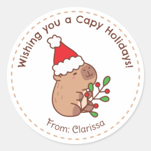 Stickers de Noël Capybara Drôle mignon