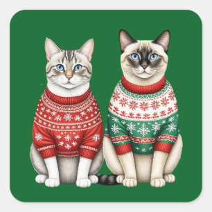 Stickers de Noël de chat, Tabby et chats siamois