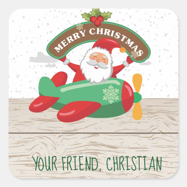 Stickers de Noël de l'avion père Noël (Devant)