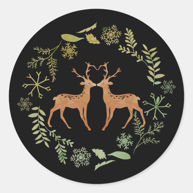 Stickers de Noël Deer Wreath (Devant)