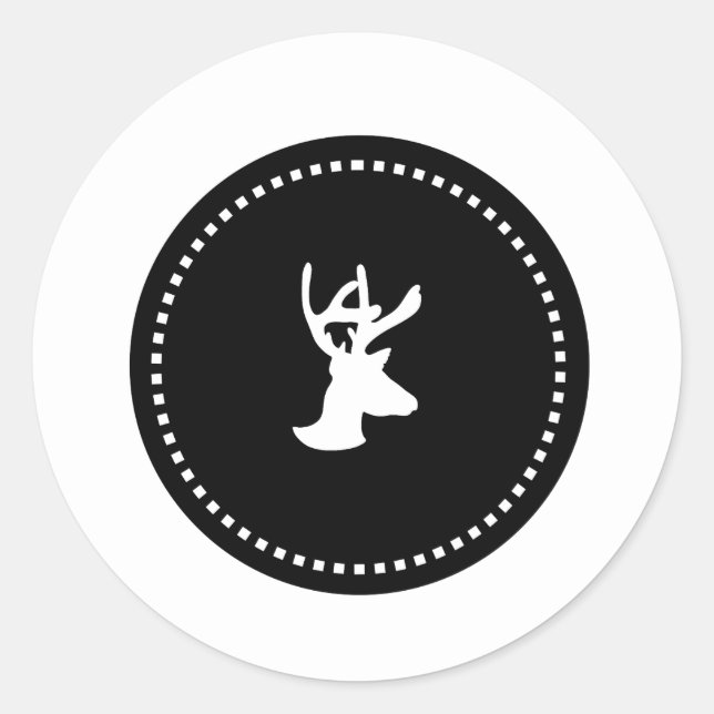 Stickers de Noël en silhouette de cerfs noirs et b (Devant)