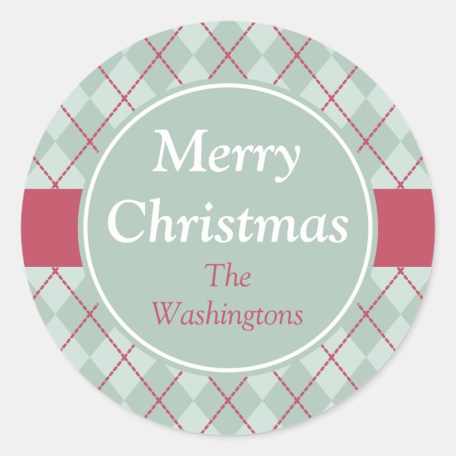 Stickers de Noël Jacquard vert givré (Devant)