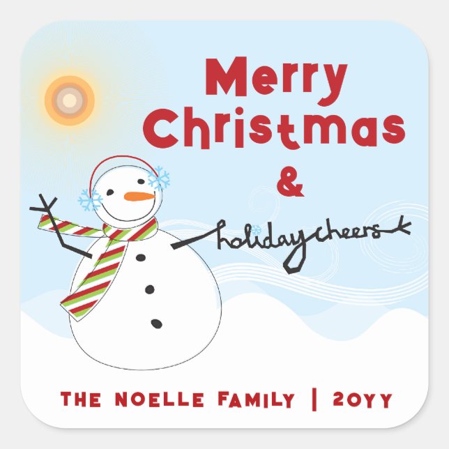 Stickers de Noël joli Snowman à la fête (Devant)
