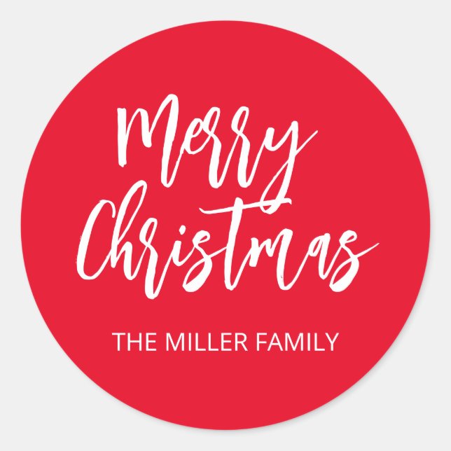 Stickers de Noël Joyeux Rouge personnalisé (Devant)