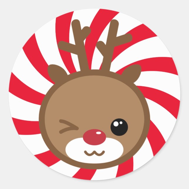 Stickers de Noël Kawaii Reindeer (Devant)