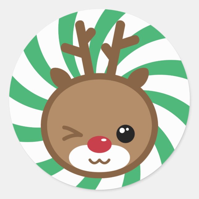 Stickers de Noël Kawaii Reindeer (Devant)