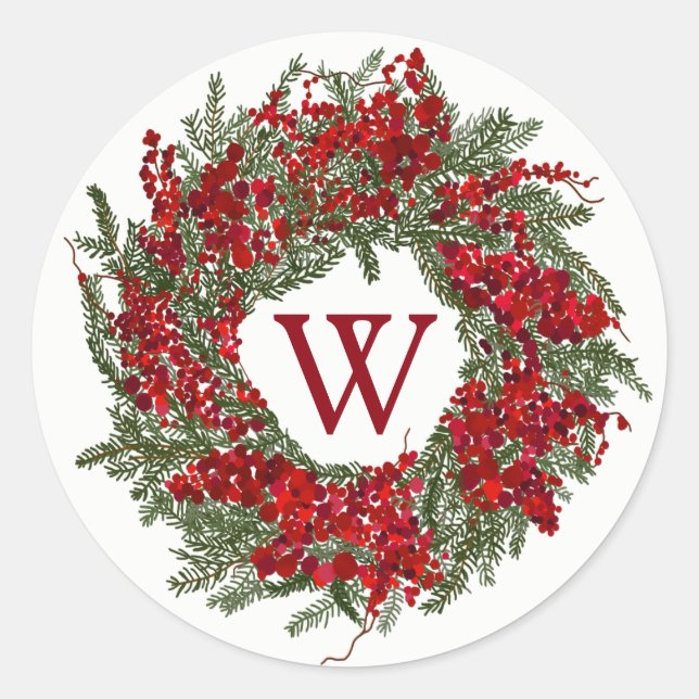 Stickers de Noël Monogram Holiday Wreath (Devant)