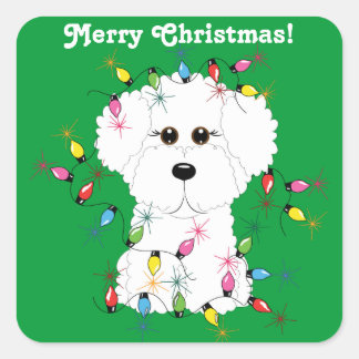 Stickers de Noël personnalisables Bichon Frise