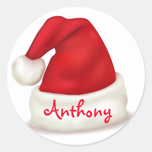 Stickers de Noël personnalisés/Chapeau de Père Noë (Devant)