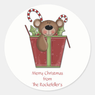 Stickers de Noël personnalisés de Teddy Bear