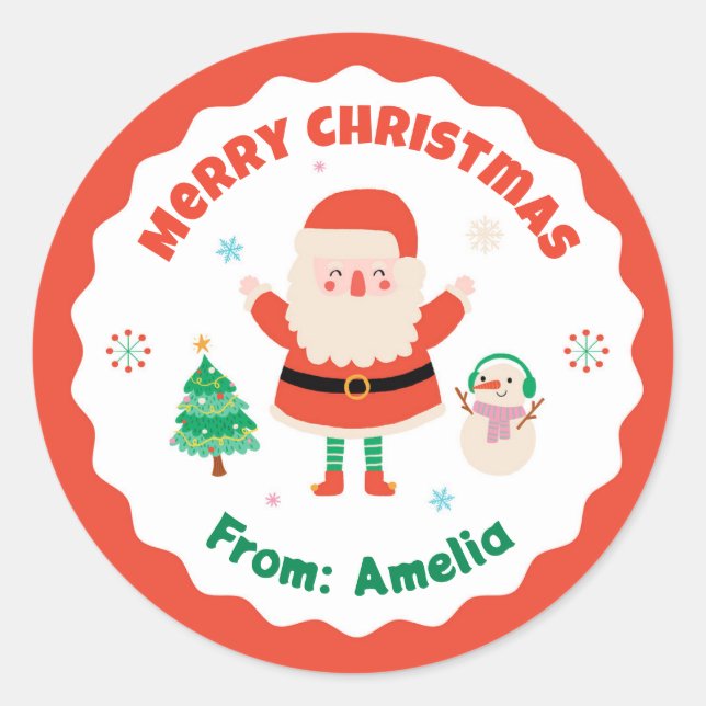 Stickers de Noël personnalisés du Père Noël (Devant)