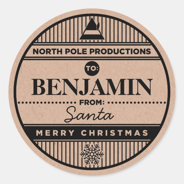 Stickers de Noël personnalisés du Pôle Nord (Devant)