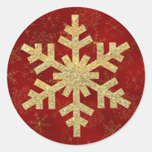 Stickers de Noël Red and Gold Snowflake