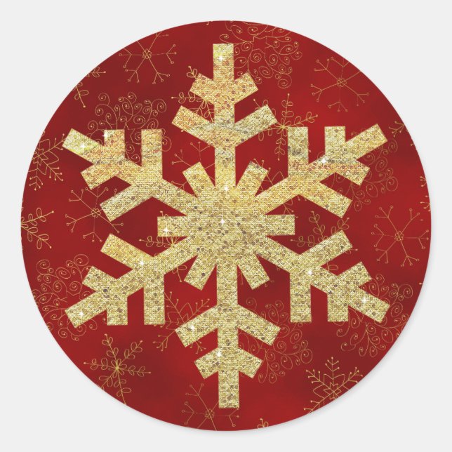 Stickers de Noël Red and Gold Snowflake (Devant)