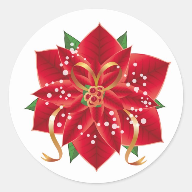 Stickers de Noël-Rouge Poinsettia (Devant)