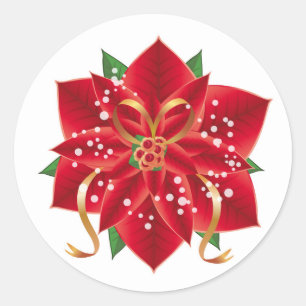 Stickers de Noël-Rouge Poinsettia