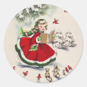 Stickers de Noël Vintage Fille de Noël