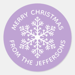 Stickers de Noël violet de flocon de neige