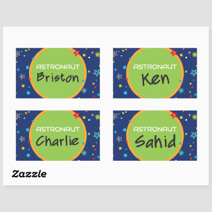 Stickers de nom blanc du Ballotin astronaute
