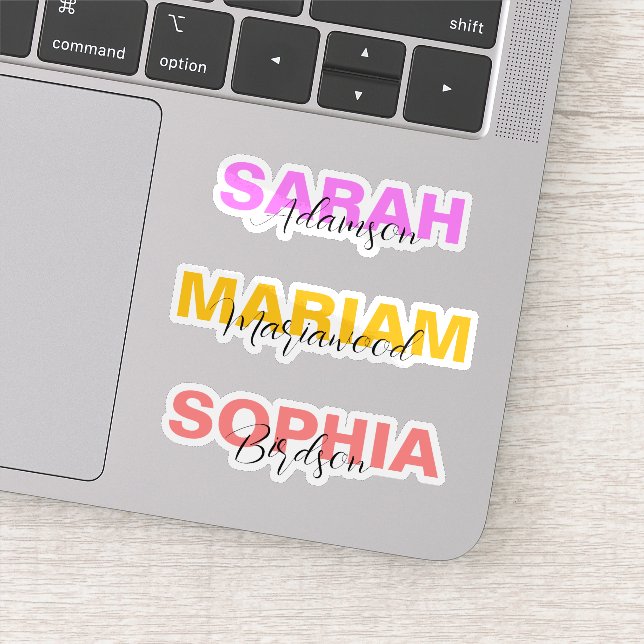 Stickers de nom complet couleur élégant pour fille (Détail)