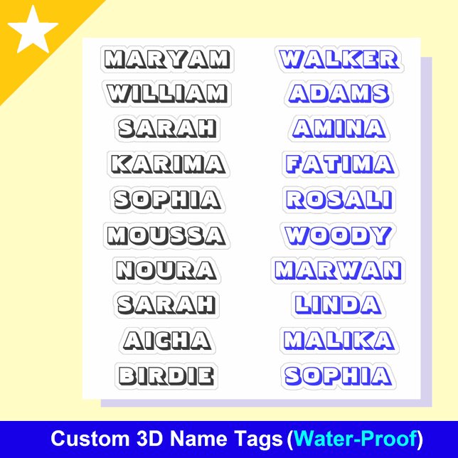 Stickers de nom de balise 3D créative personnalisé (Tag name stickers for boys
)
