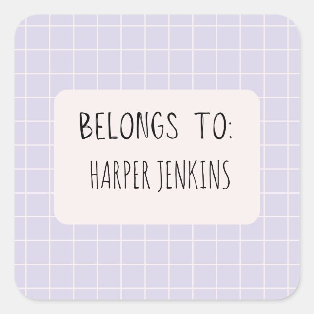 Stickers de nom minimaliste "Appartient à" (Devant)