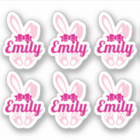 Stickers de nom personnalisé de lapin mignon