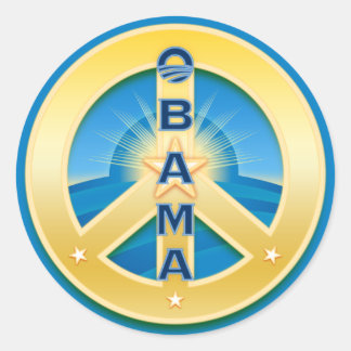 Stickers de paix GoldStar d'Obama, en bleu