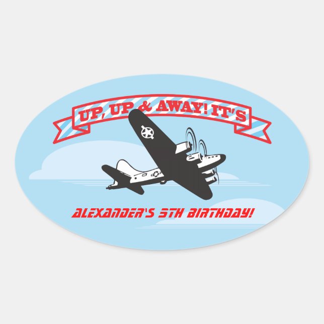 Stickers de partie BIrthday de l'avion avec nuages (Devant)
