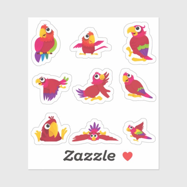 Stickers de perroquet mignons (Feuille)