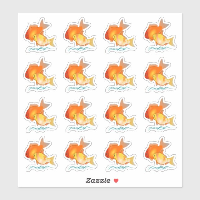 Stickers de poisson rouge transparent (Feuille)