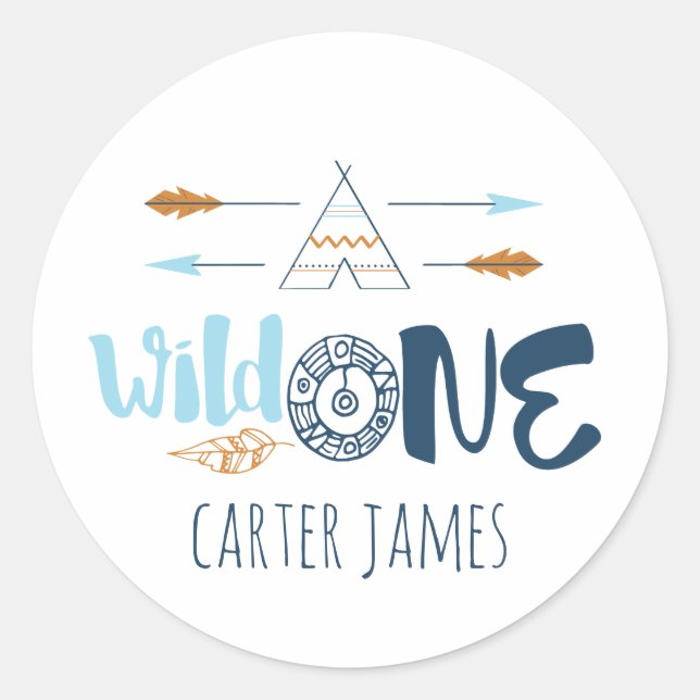 Stickers de premier anniversaire Wild One Boy (Devant)