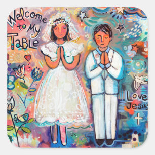 Stickers de première communion, garçon et fille