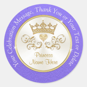 Stickers de princesse violette et d'or personnalis