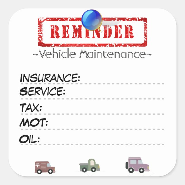 Stickers de rappel de service personnalisé (Devant)