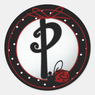 Stickers de ronde P initial de Ladybug