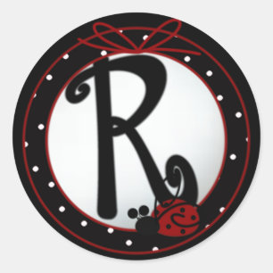 Stickers de ronde R initial de Ladybug