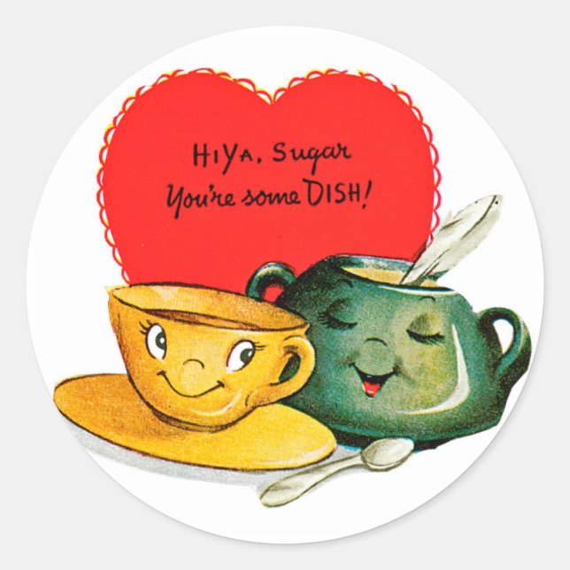 Stickers de salutation de la Saint-Valentin vintag (Devant)